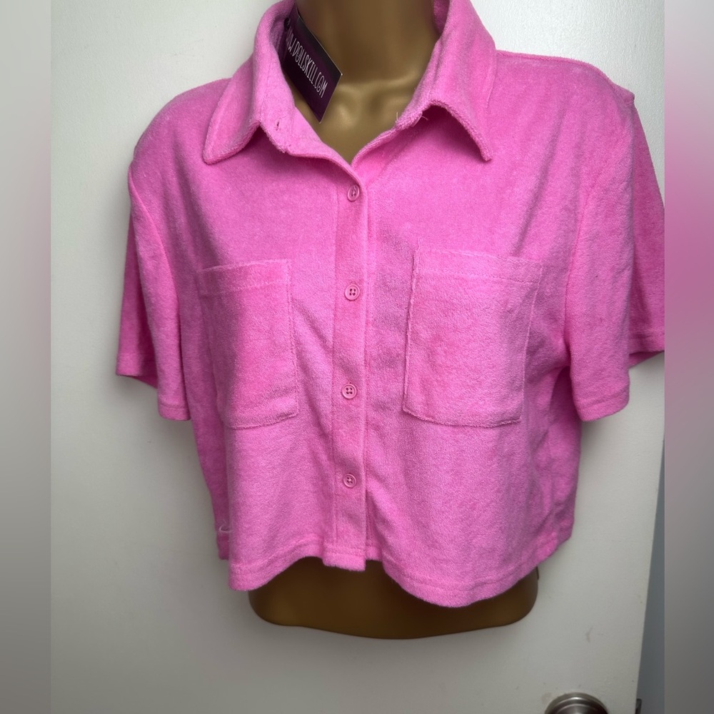 Current Mood X Dolls Kill Wild For a While Terry Cloth Shirt NWT XS(NO TUBE Top)